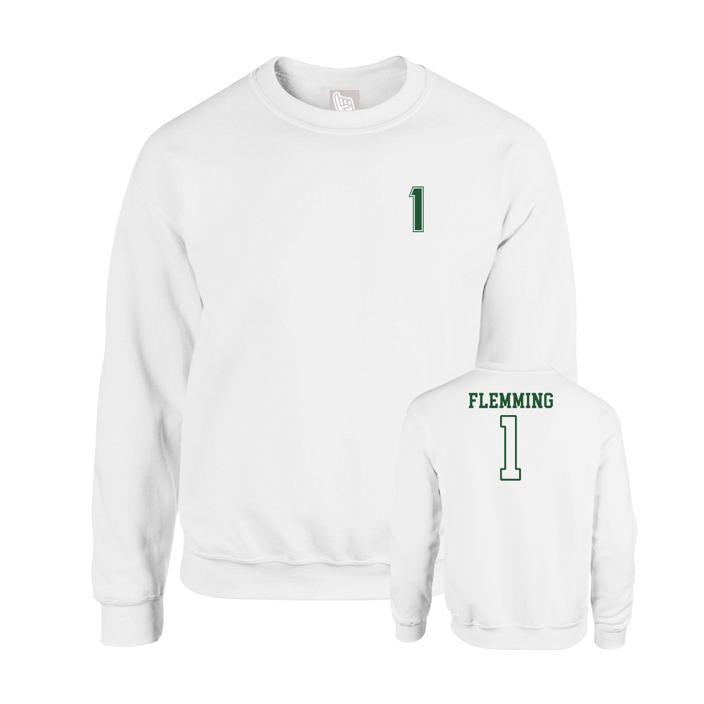 Fleece Crew — Chest Back in White