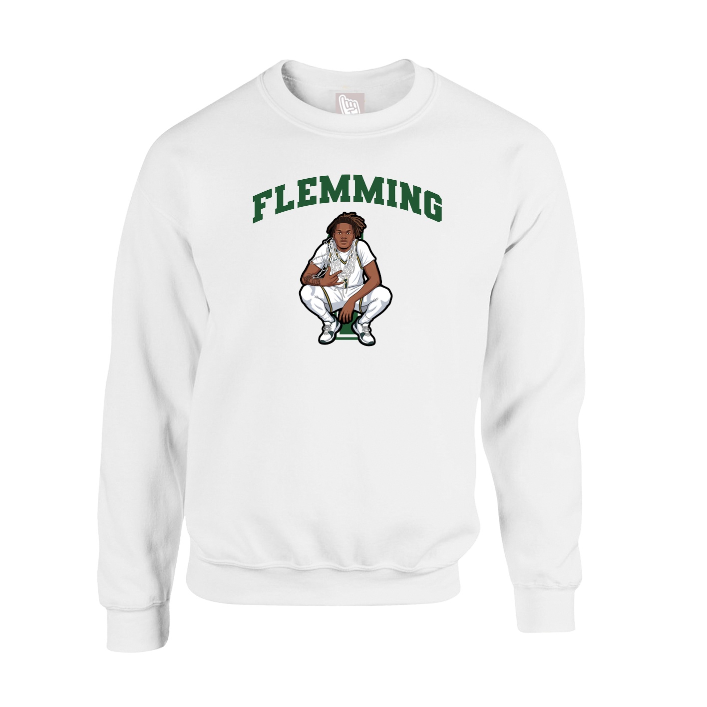 Fleece Crew — Number in White
