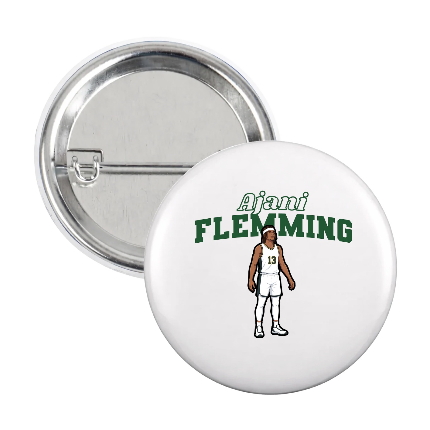 Game Day Button — Name Arch in White