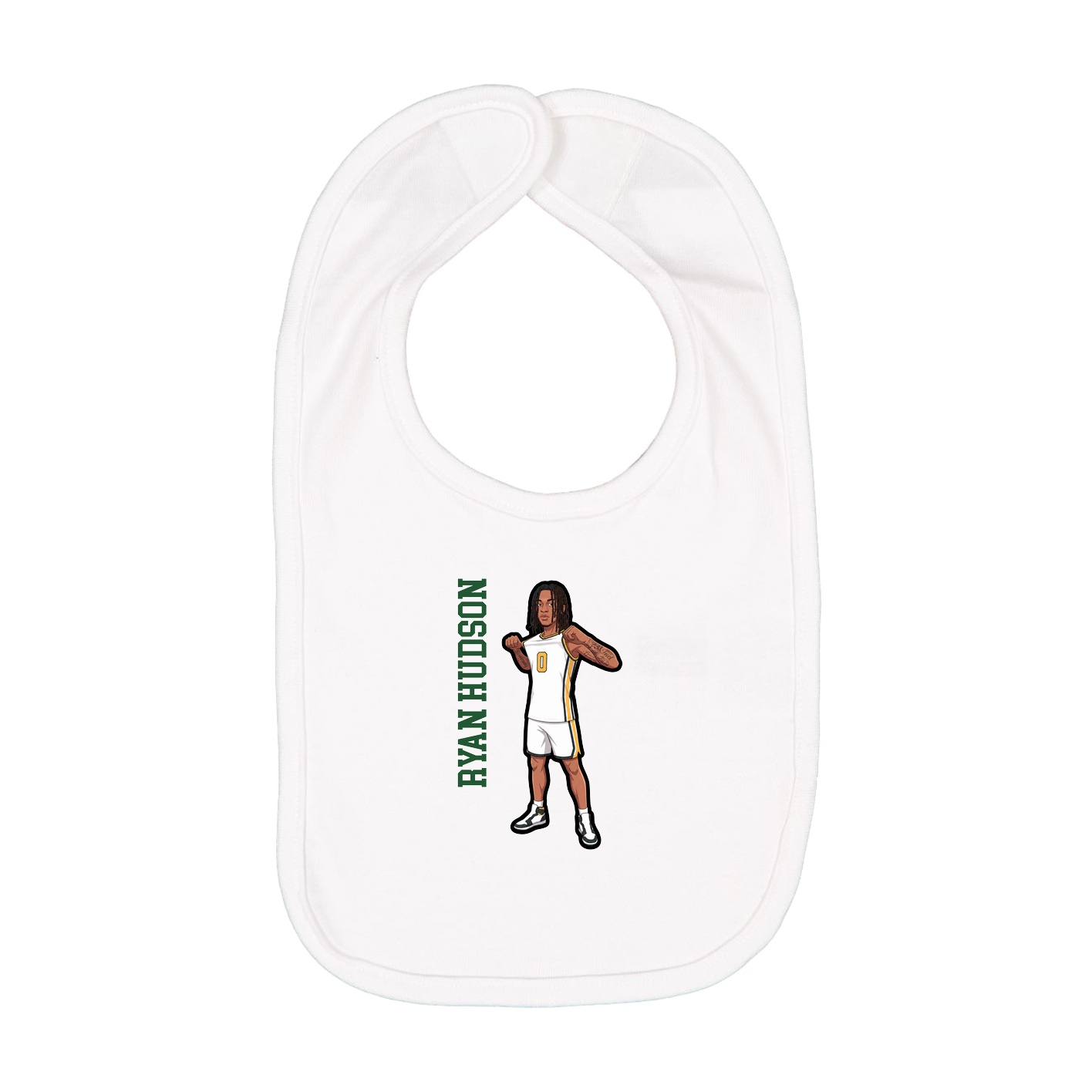 Infant Bib — Name Vertical in White