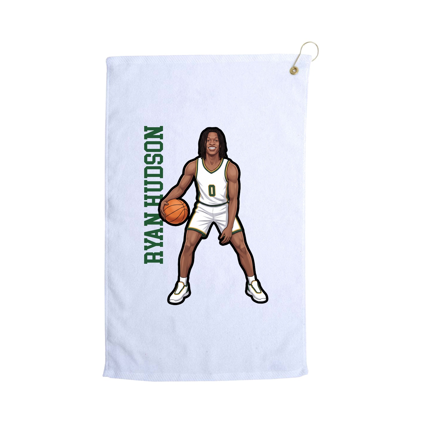 Golf Towel — Name Vertical in White