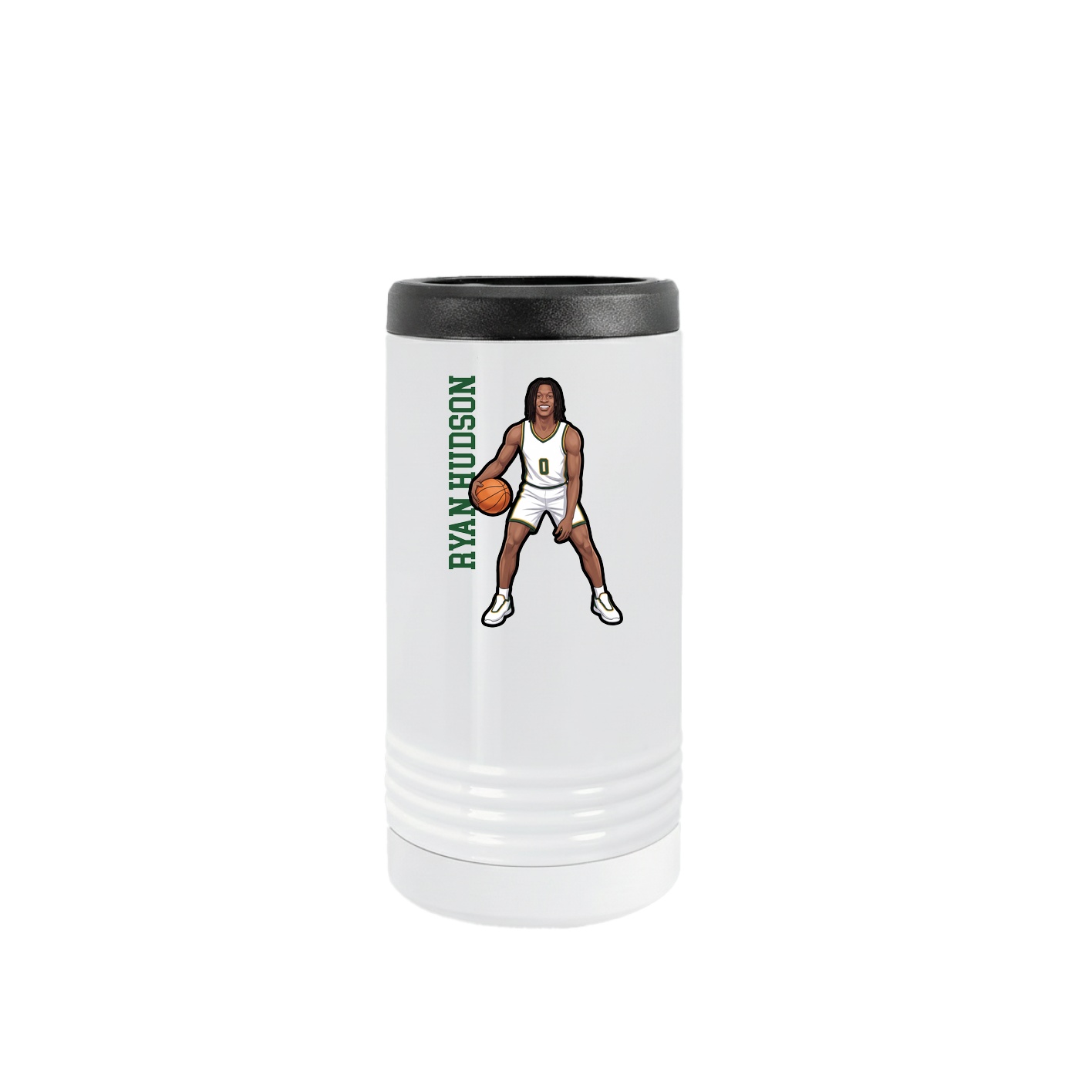 Slim Beverage Holder — Name Vertical in White