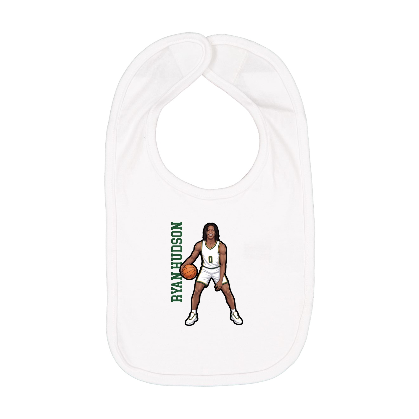Infant Bib — Name Vertical in White