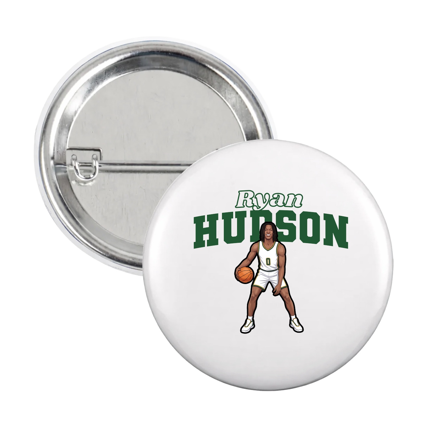 Game Day Button — Name Arch in White
