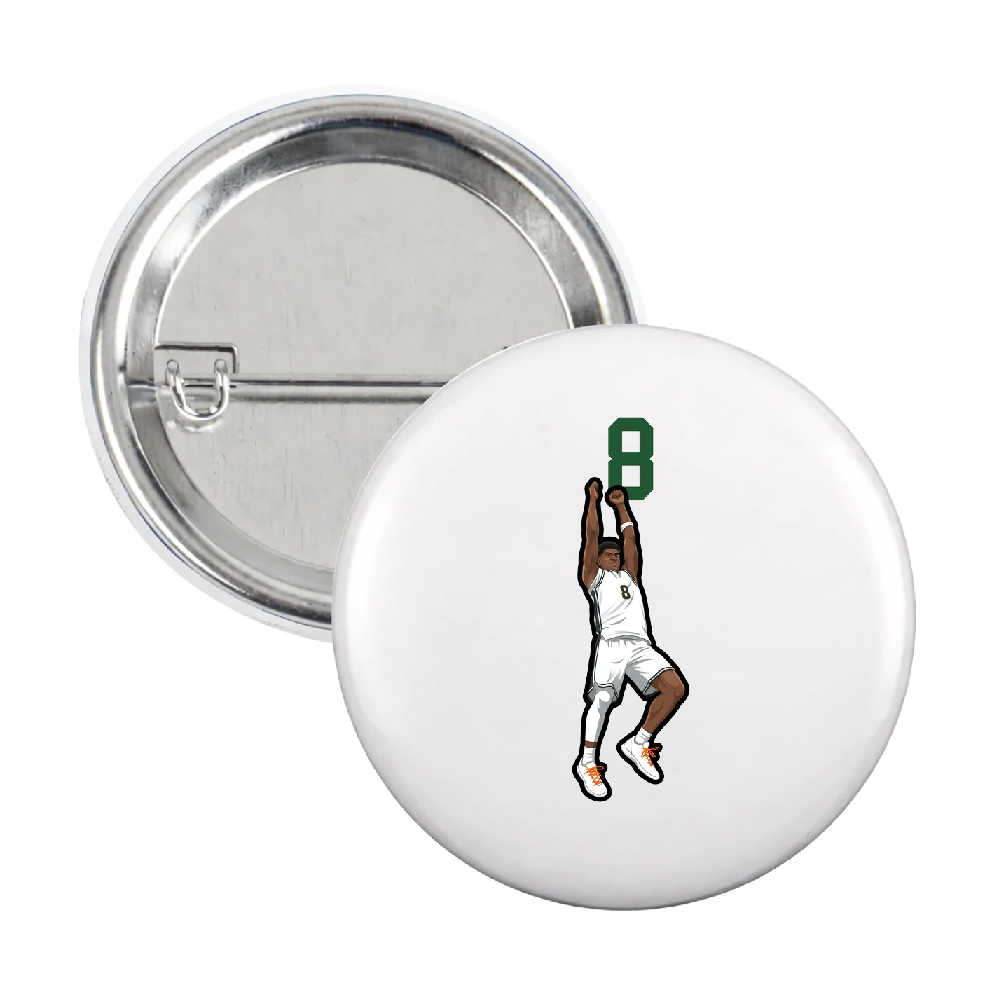 Game Day Button — Number Top in White