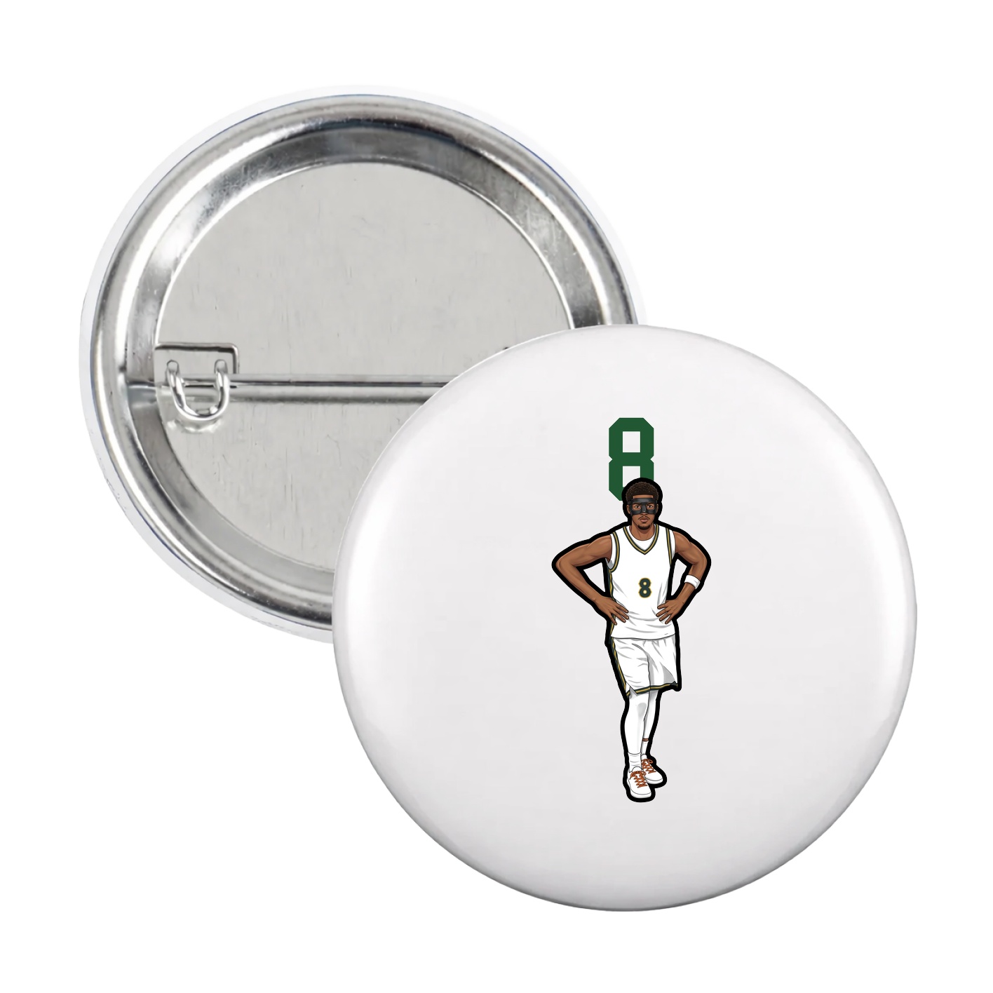 Game Day Button — Number Top in White