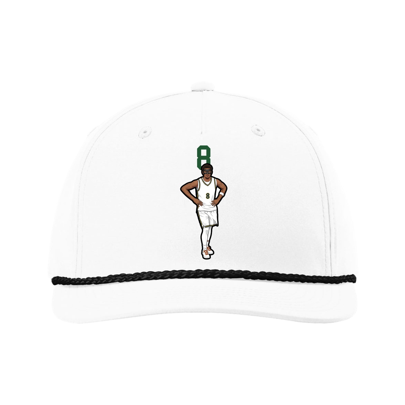 Five-Panel Classic Rope Cap — Number Top in White