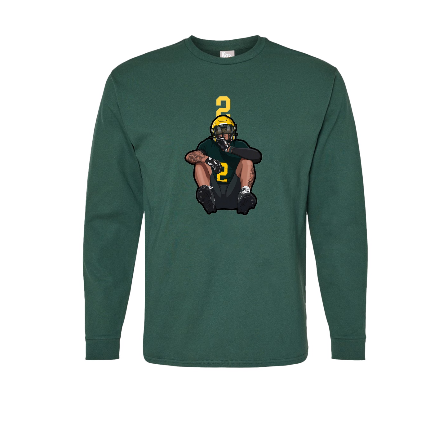 Long Sleeve Tee — Number Top in Green