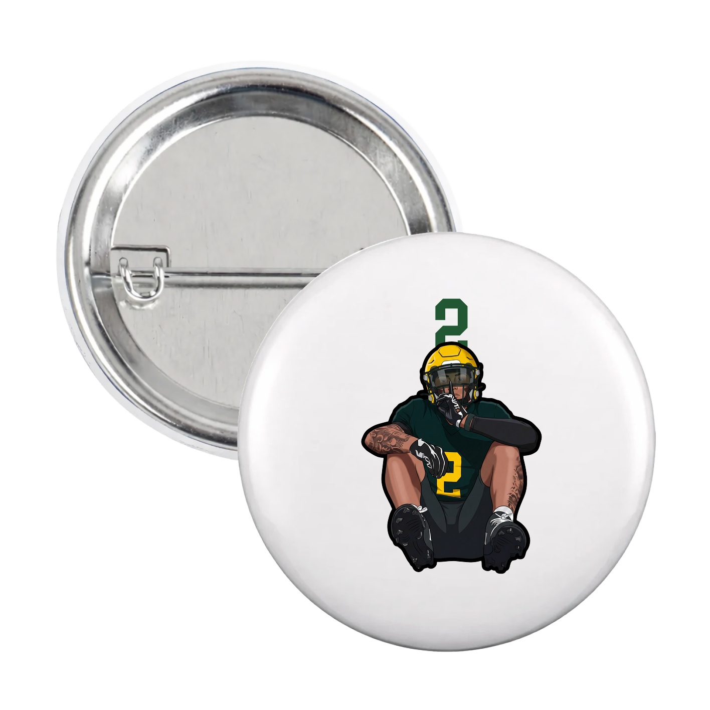 Game Day Button — Number Top in White
