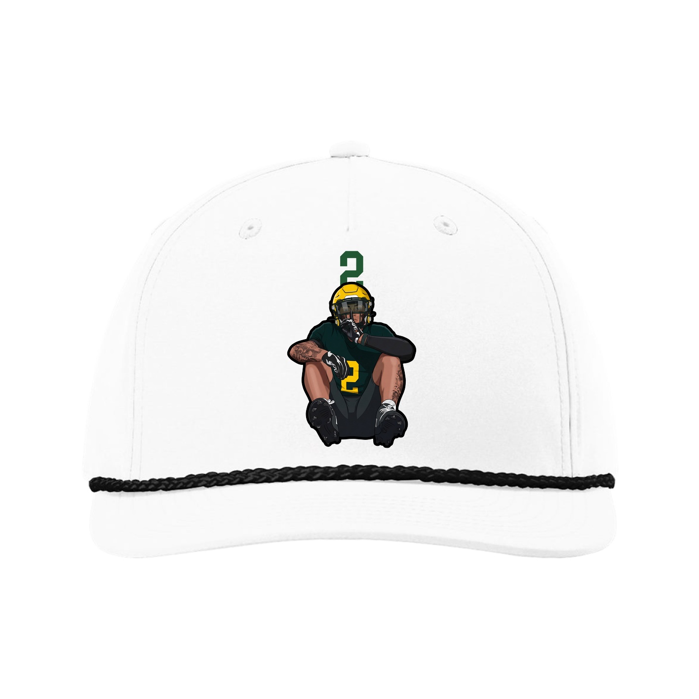 Five-Panel Classic Rope Cap — Number Top in White
