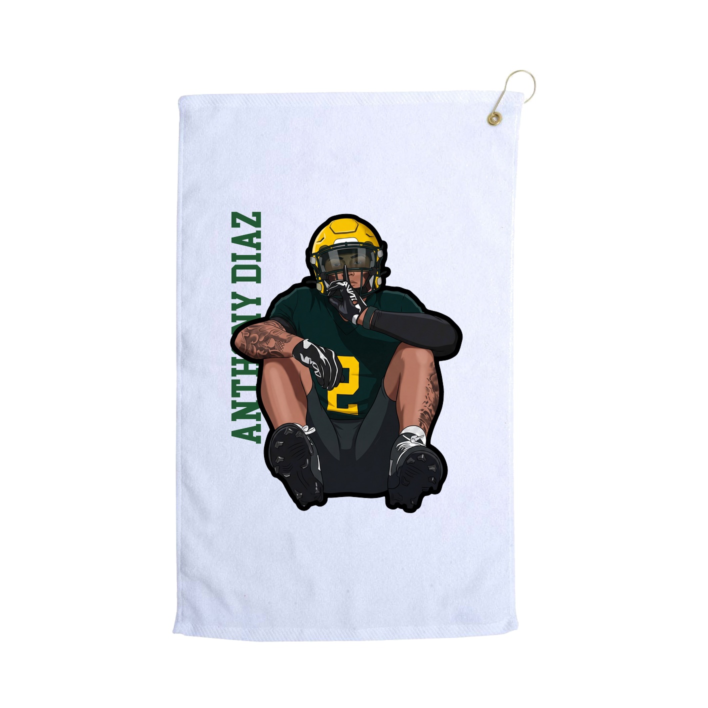 Golf Towel — Name Vertical in White
