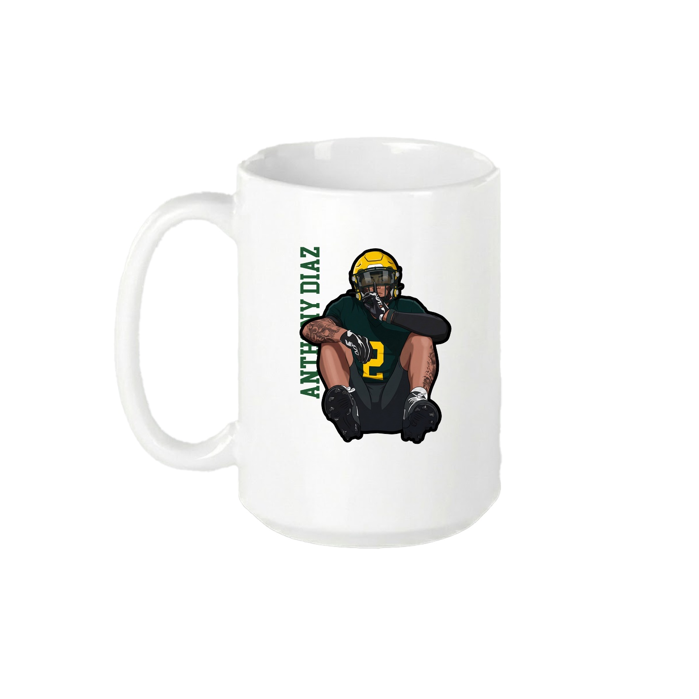 15oz Coffee Mug — Name Vertical in White