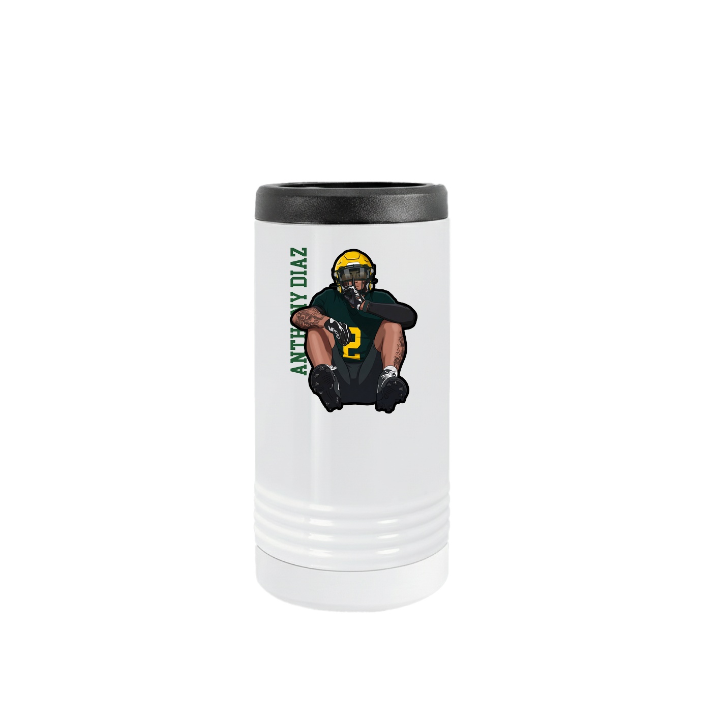Slim Beverage Holder — Name Vertical in White