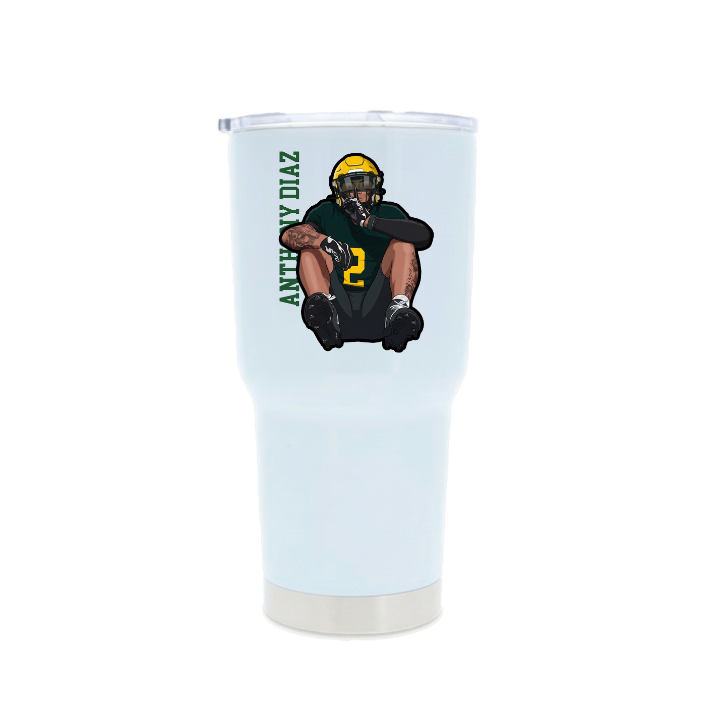 30oz Stainless Steel Tumbler — Name Vertical in White
