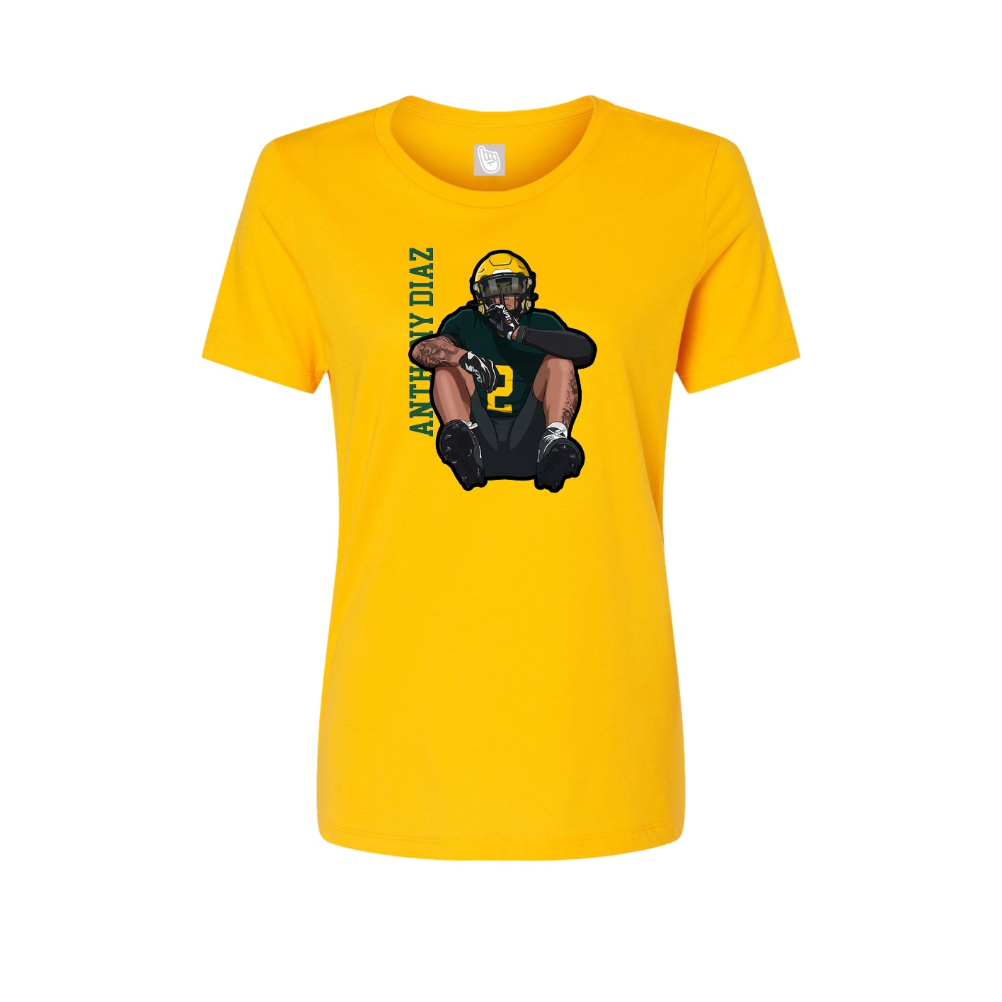 Fitted Women's Tee — Name Vertical in Gold