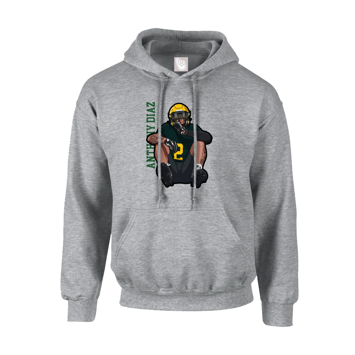 Hoodie — Name Vertical in Grey