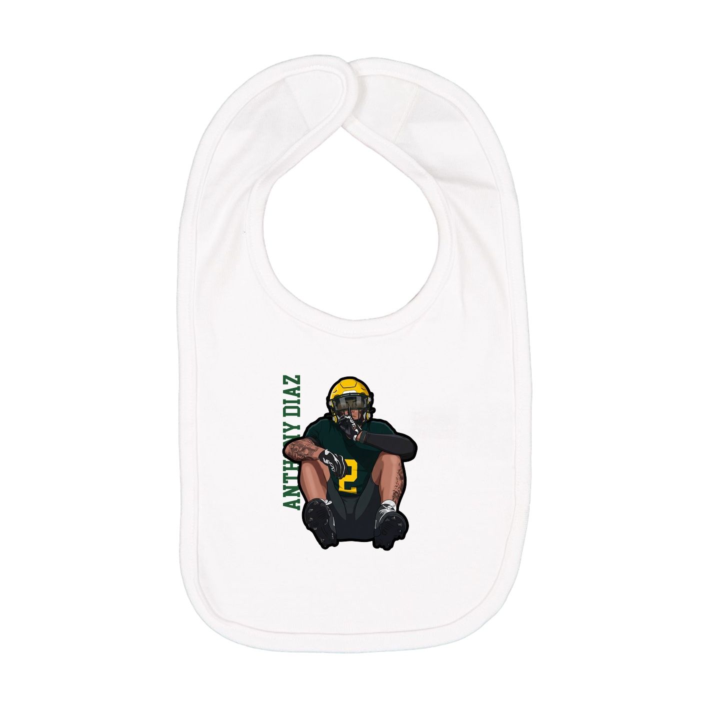 Infant Bib — Name Vertical in White