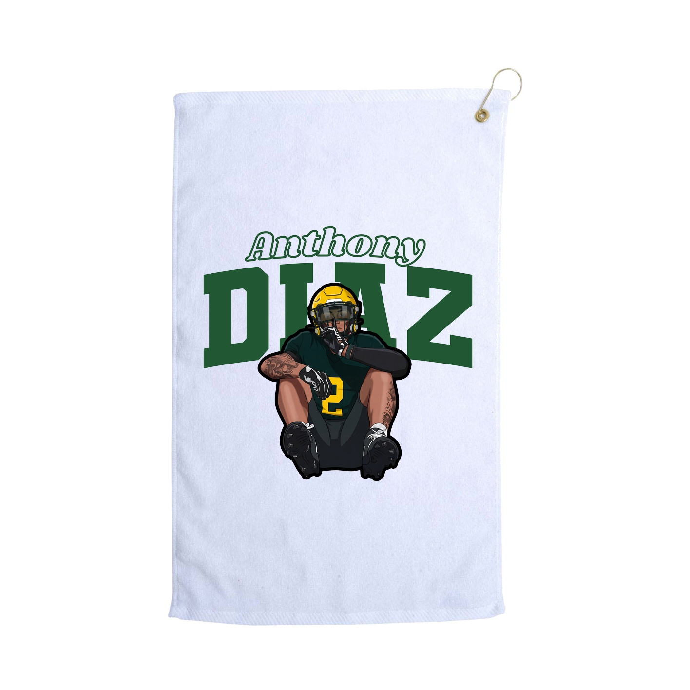 Golf Towel — Name Arch in White
