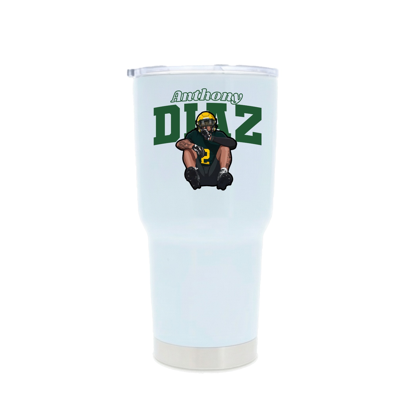 30oz Stainless Steel Tumbler — Name Arch in White