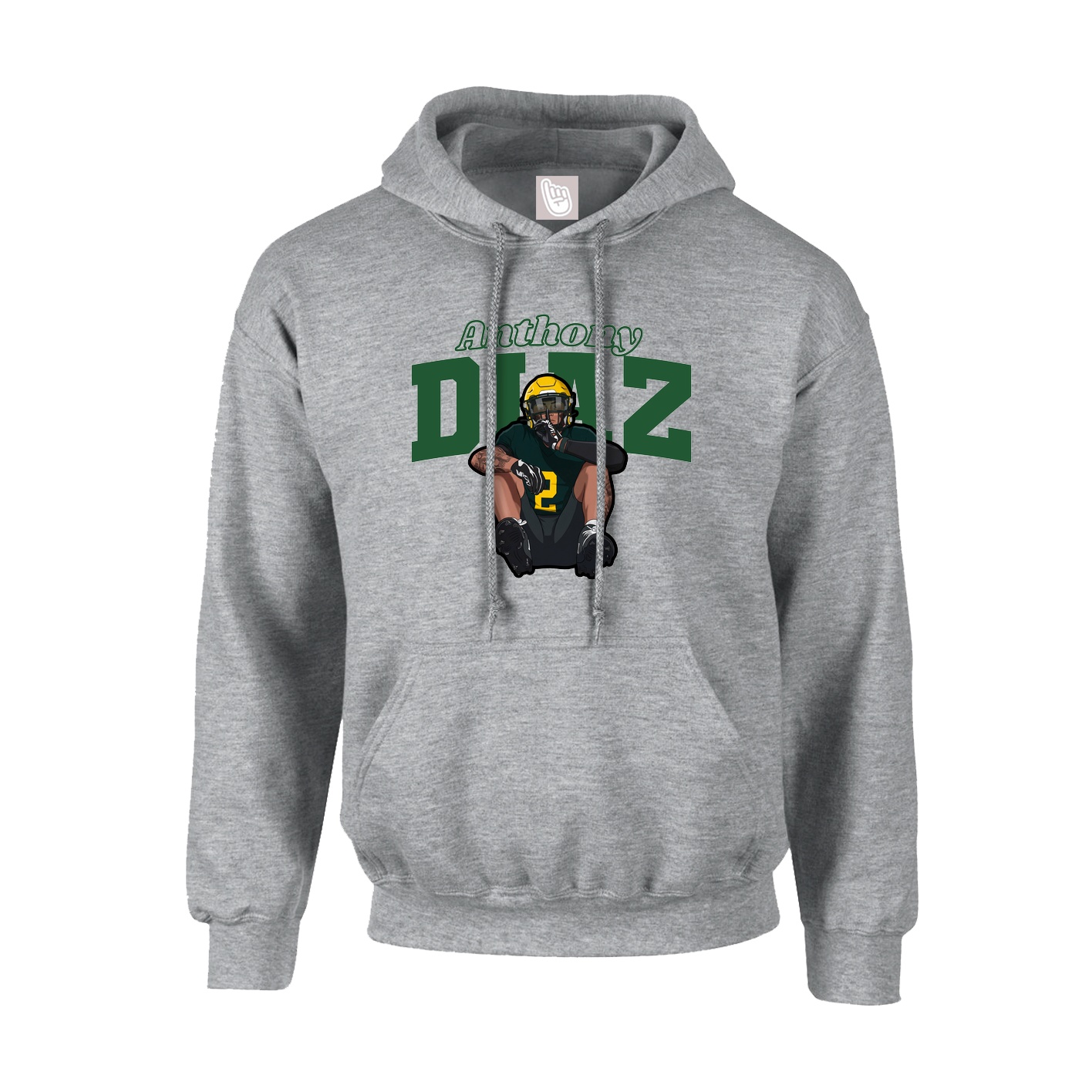 Hoodie — Name Arch in Grey