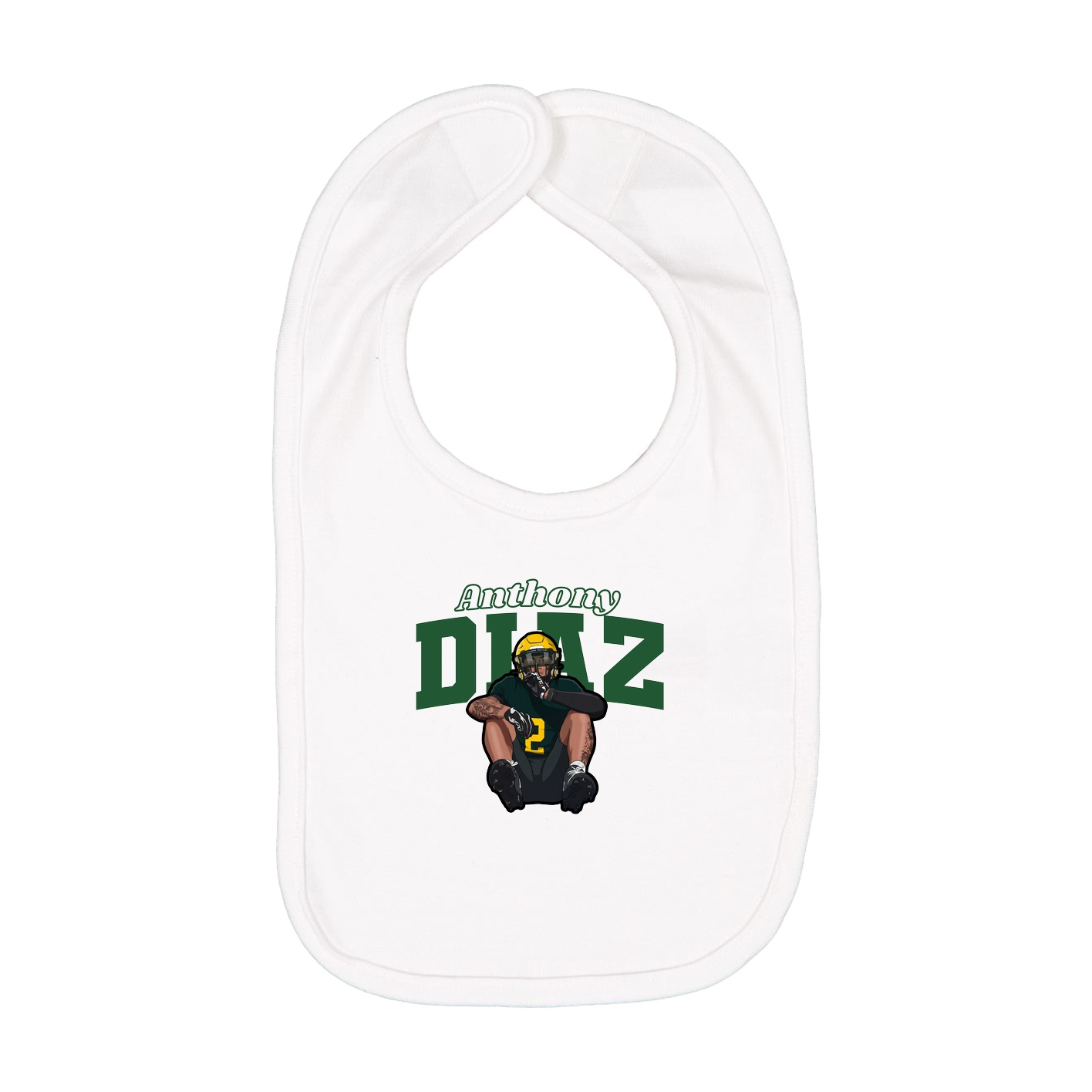 Infant Bib — Name Arch in White