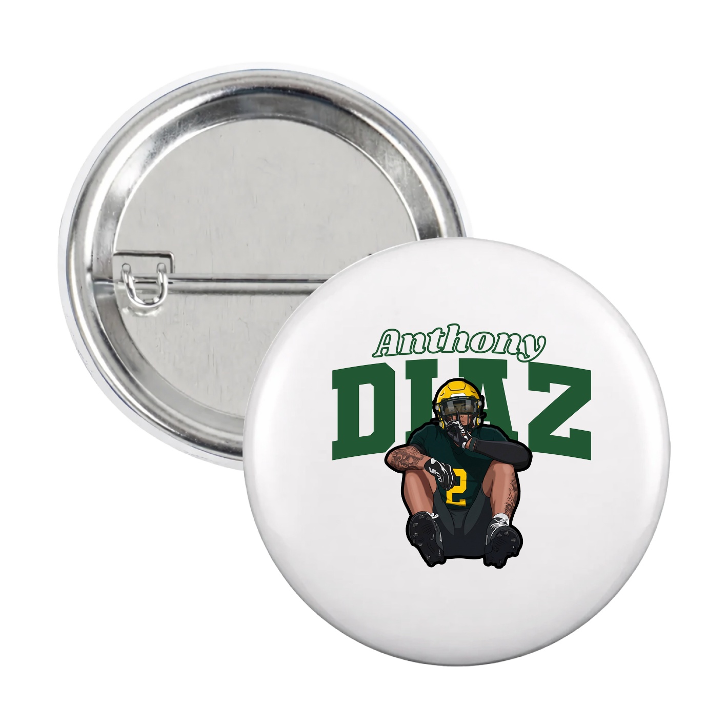 Game Day Button — Name Arch in White