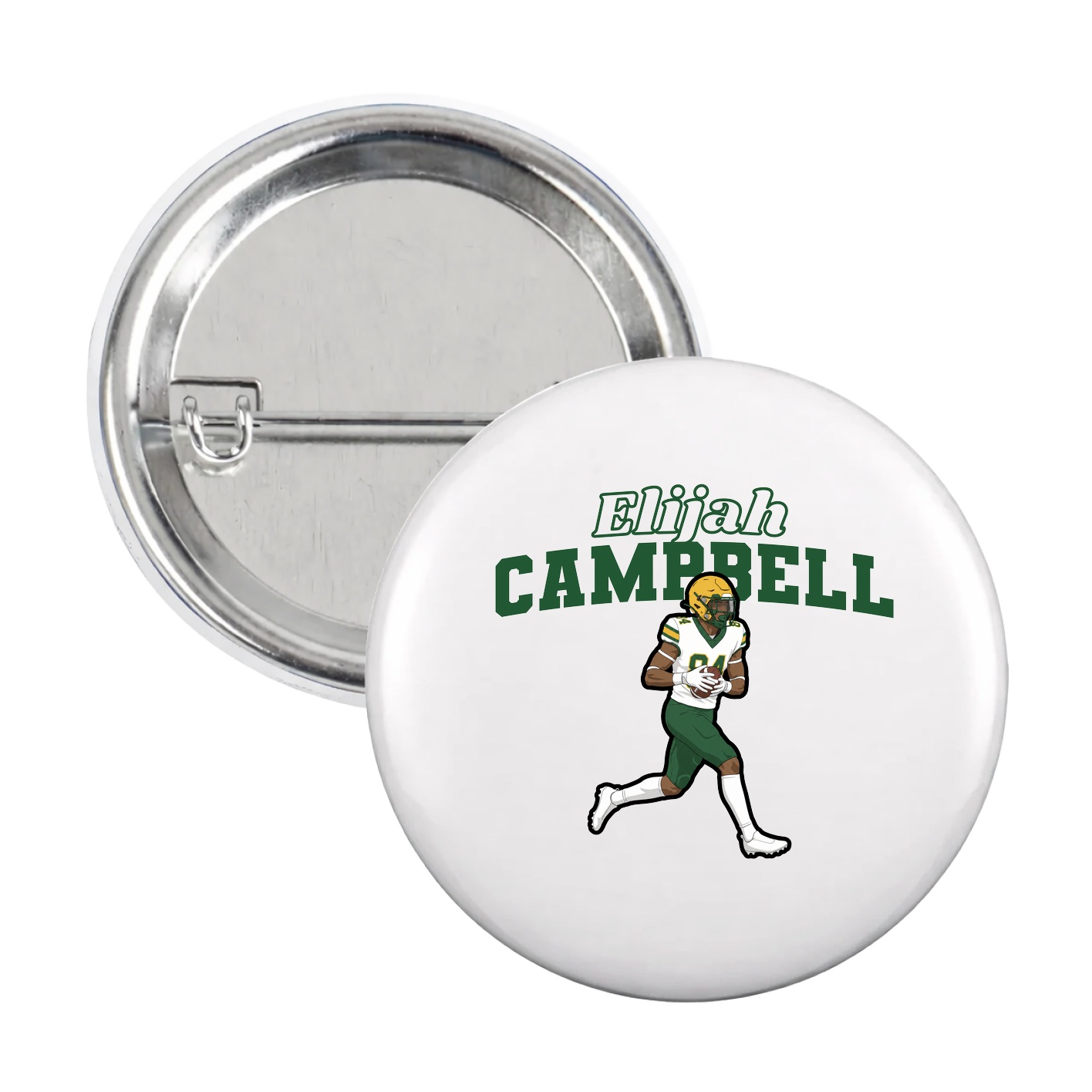 Game Day Button — Name Arch in White