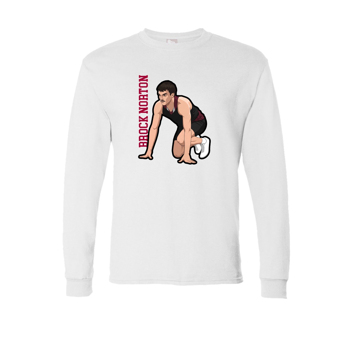 Long Sleeve Tee — Name Vertical in White