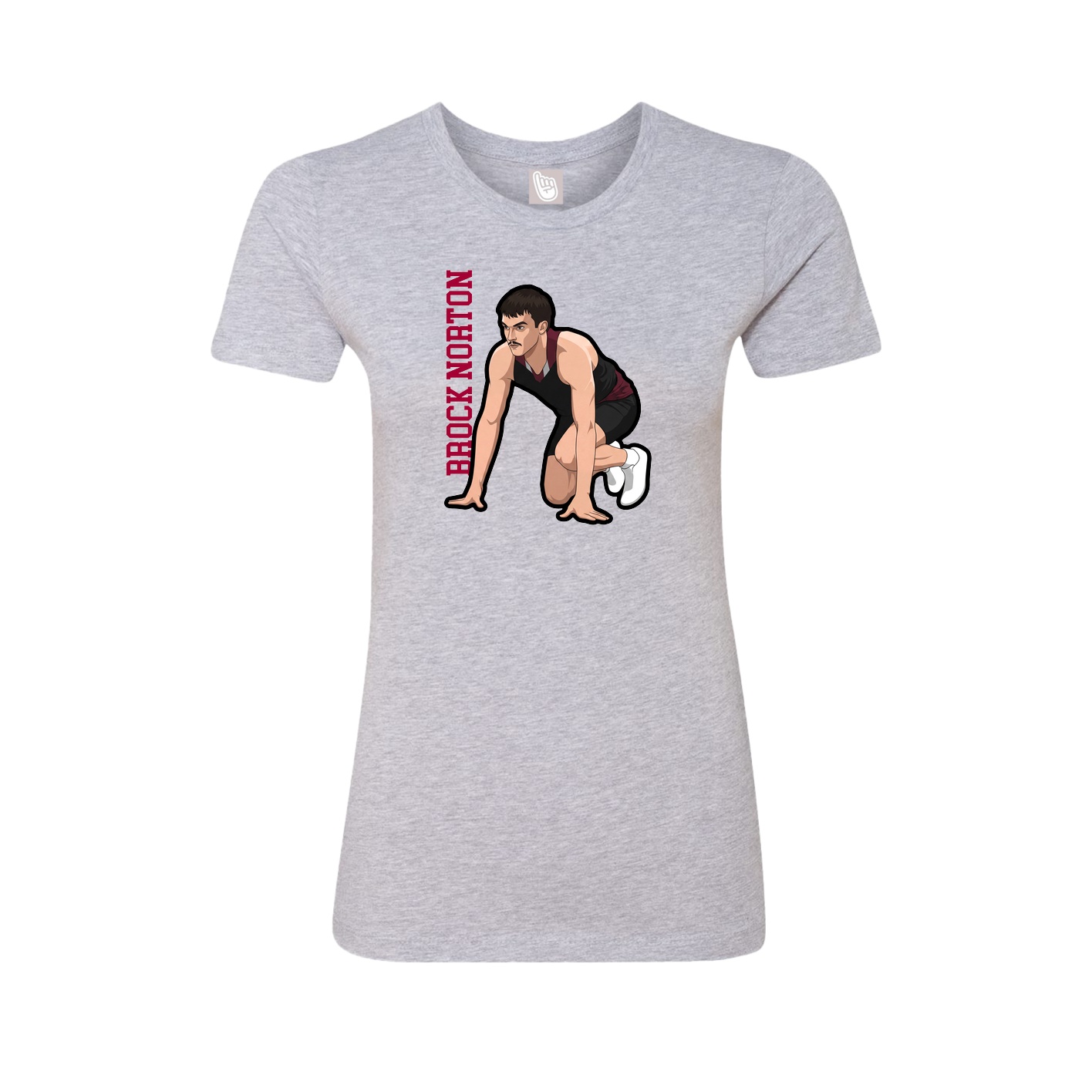 Fitted Women's Tee — Name Vertical in Grey