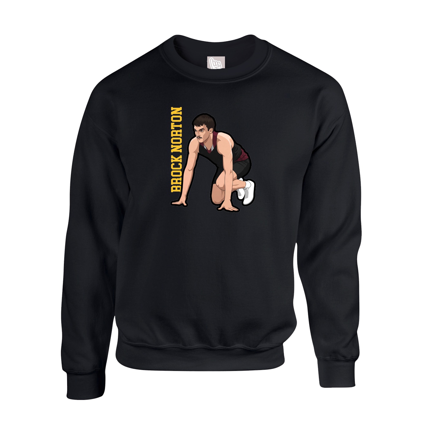 Fleece Crew — Name Vertical in Black
