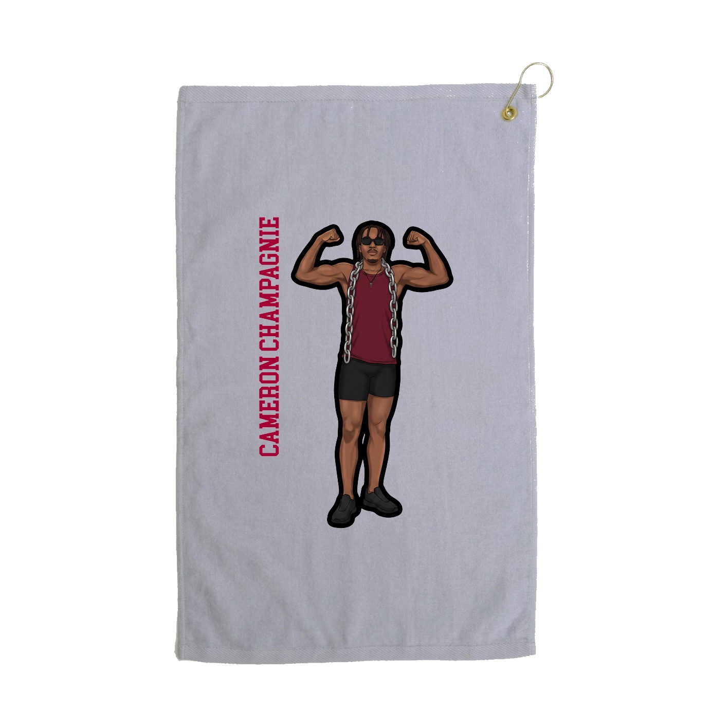 Golf Towel — Name Vertical in Grey