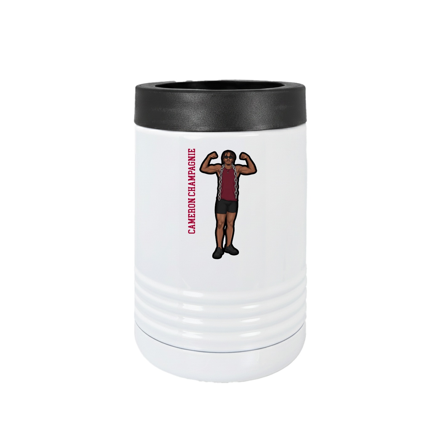 Beverage Holder — Name Vertical in White