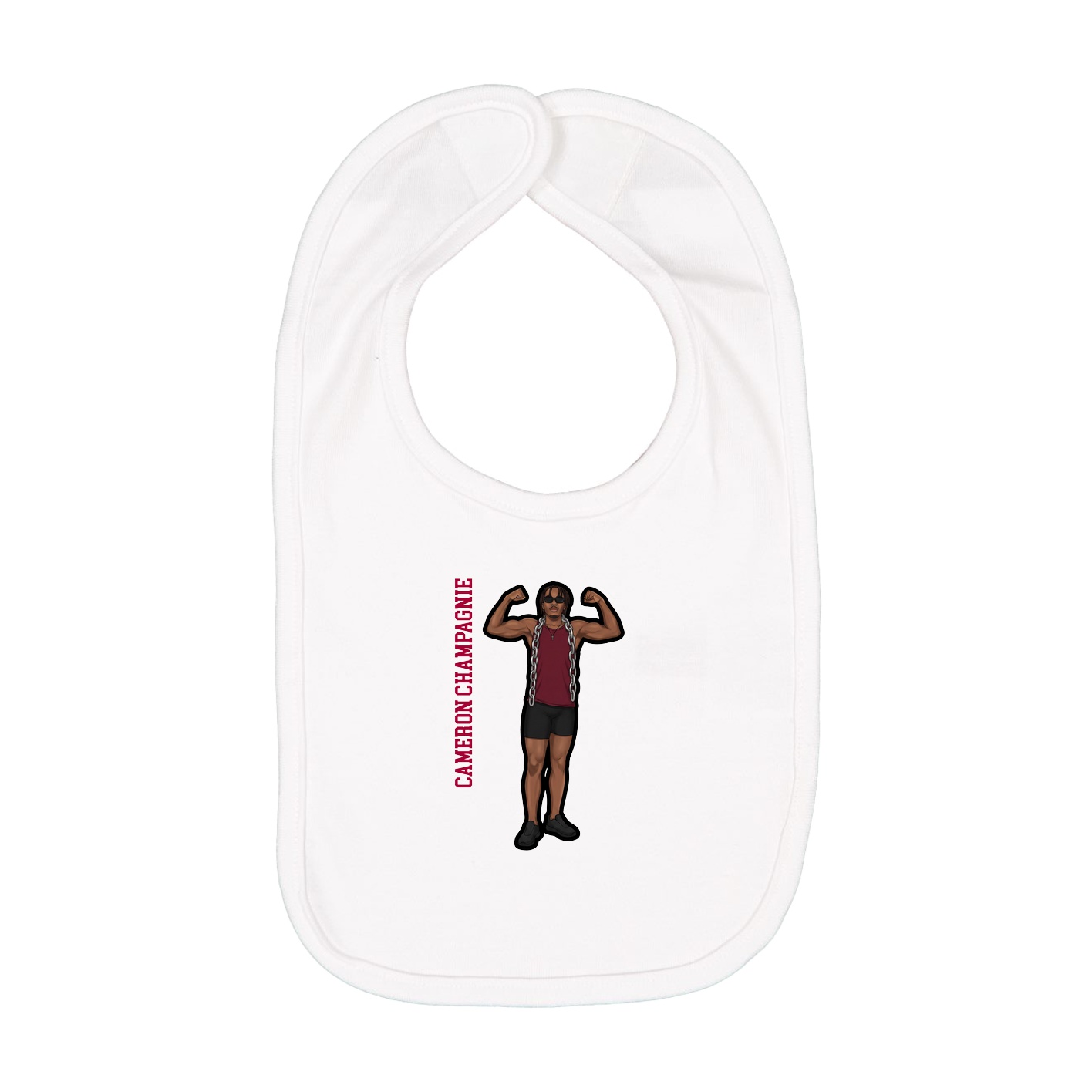 Infant Bib — Name Vertical in White