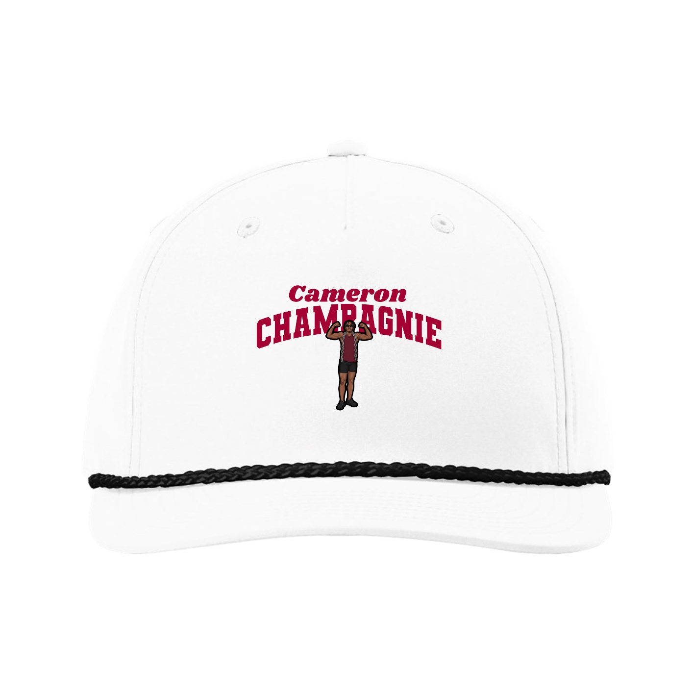 Five-Panel Classic Rope Cap — Signature Arch in White