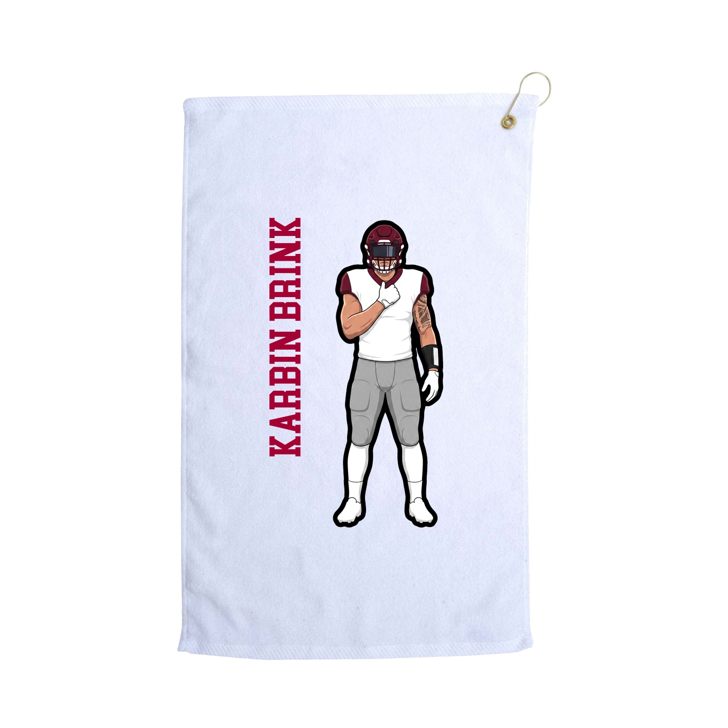 Golf Towel — Name Vertical in White