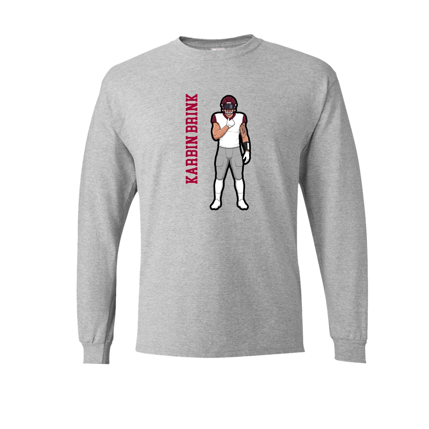 Long Sleeve Tee — Name Vertical in Grey