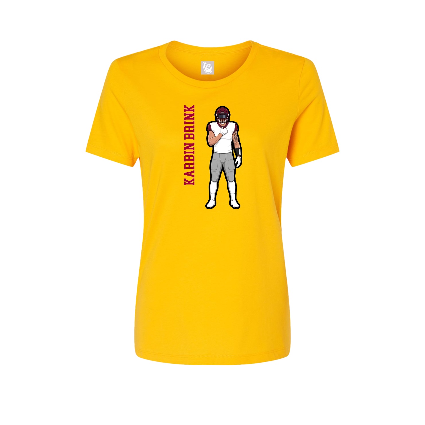 Fitted Women's Tee — Name Vertical in Gold
