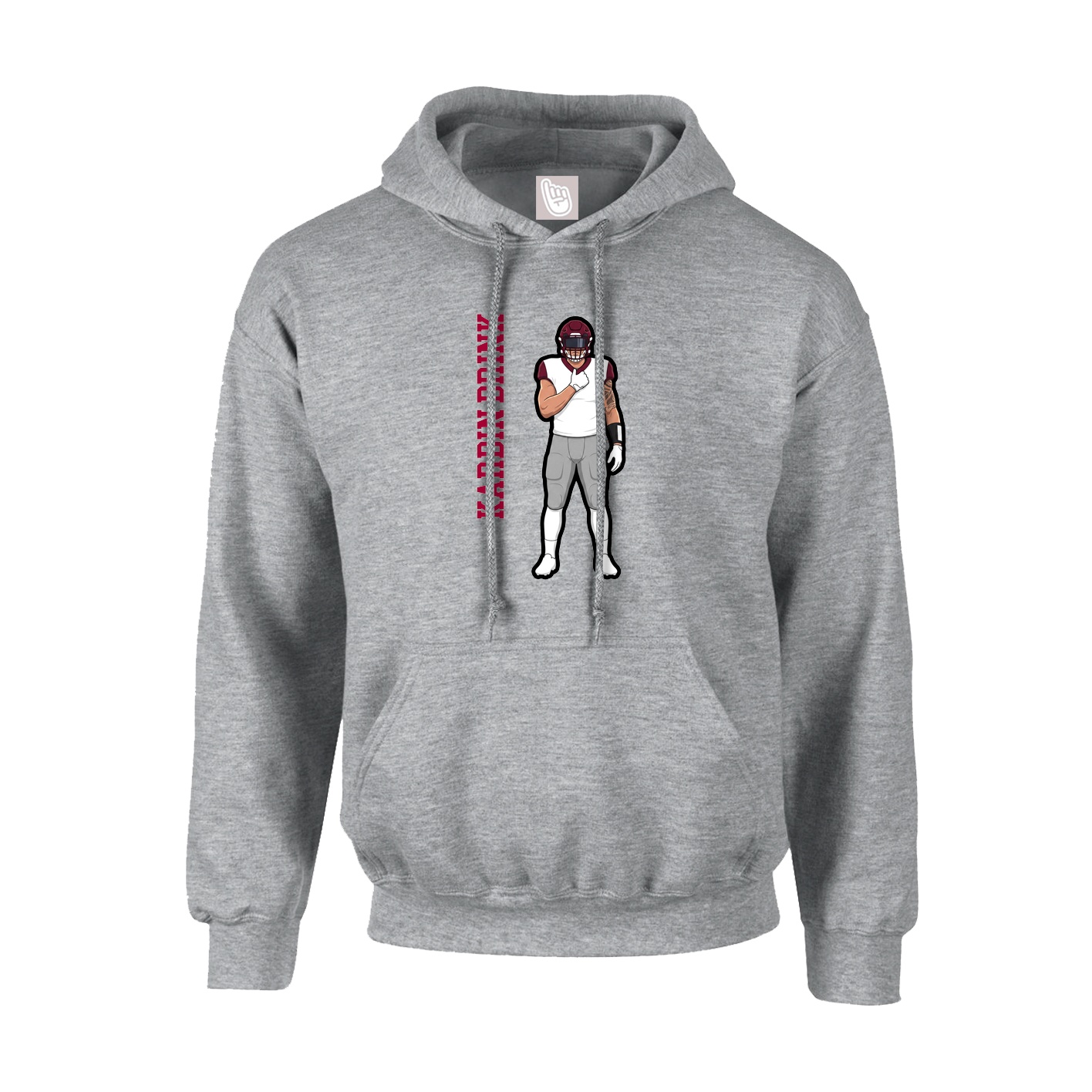 Youth Hoodie — Name Vertical in Grey