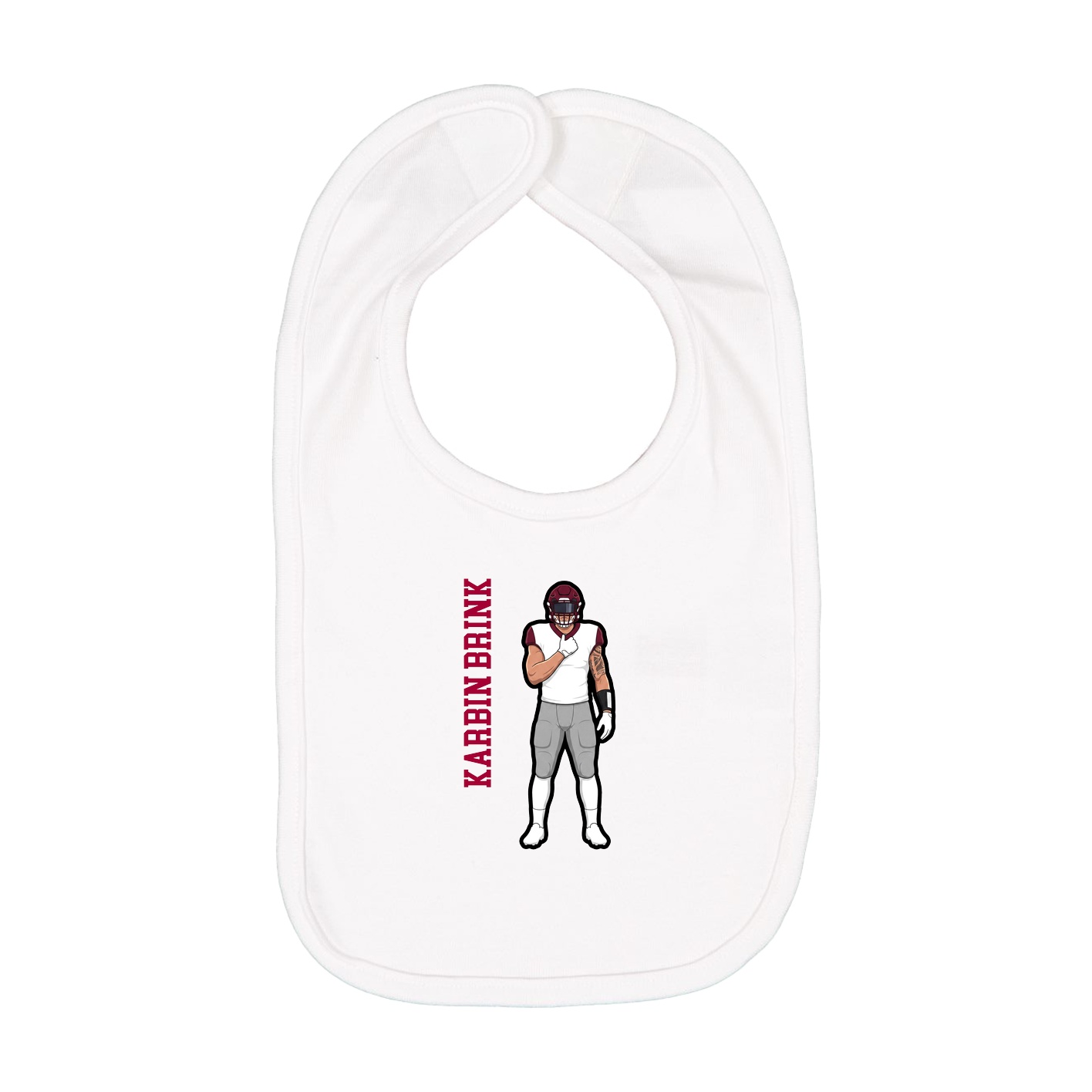 Infant Bib — Name Vertical in White