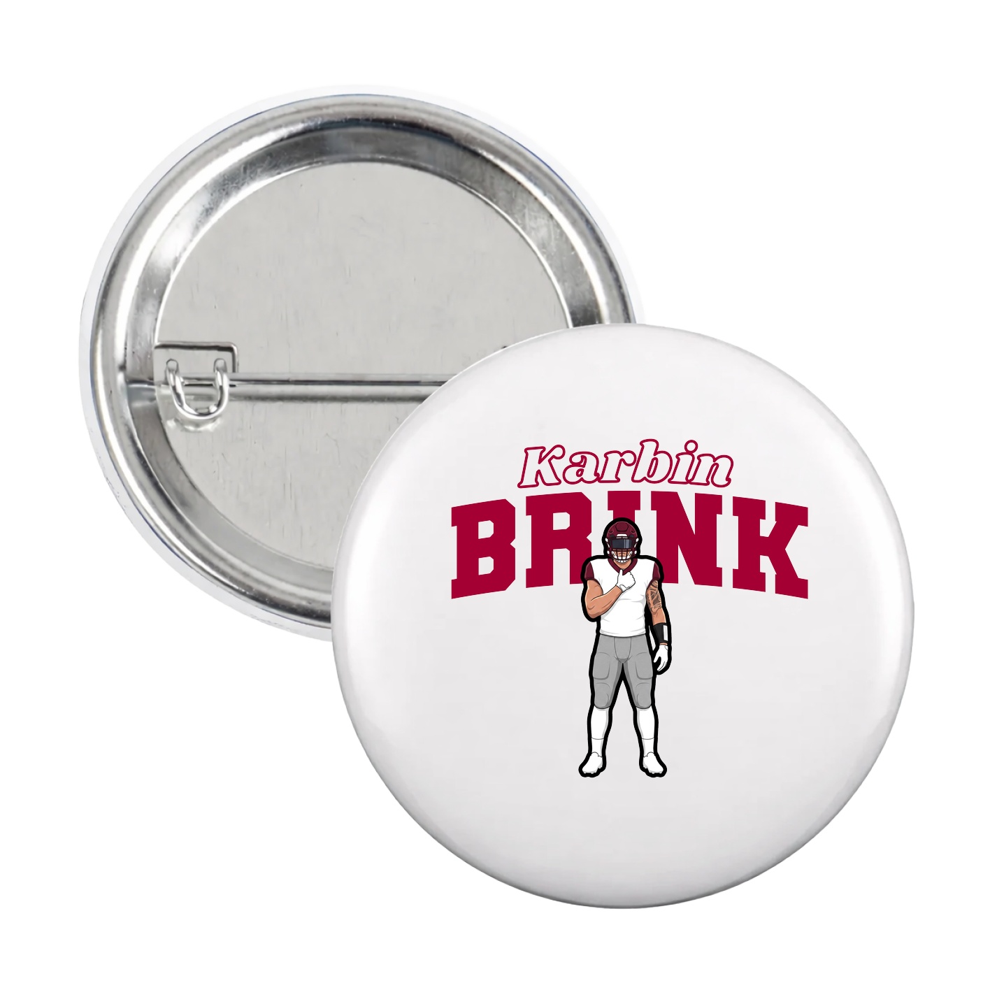 Game Day Button — Name Arch in White
