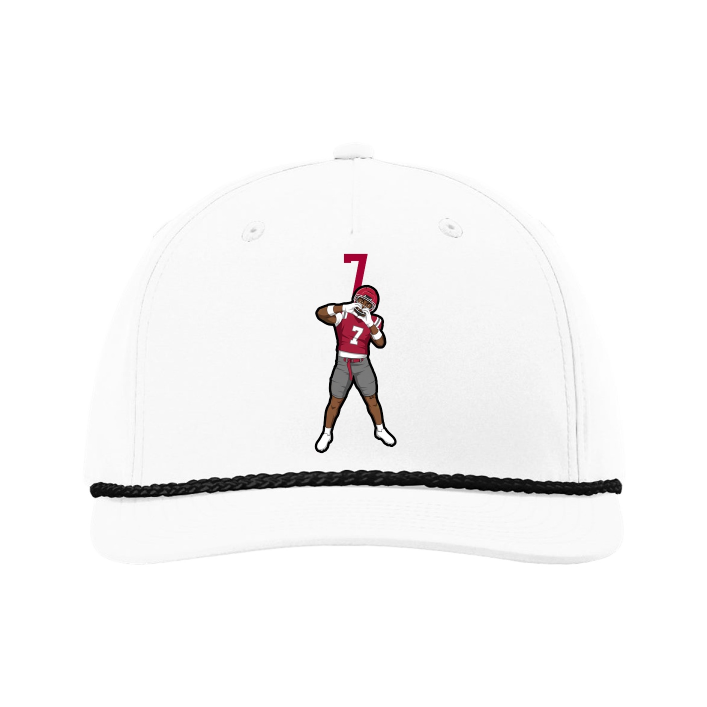 Five-Panel Classic Rope Cap — Number Top in White