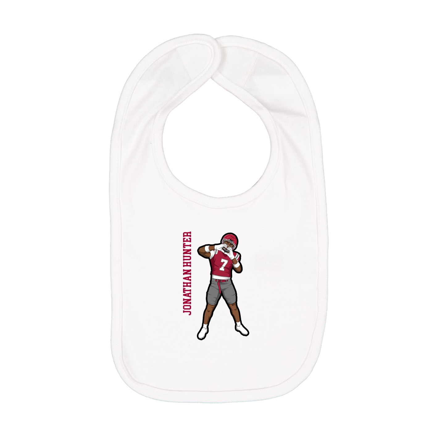 Infant Bib — Name Vertical in White