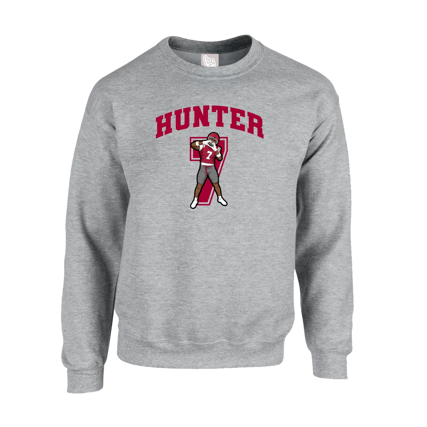 Fleece Crew — Number in Grey
