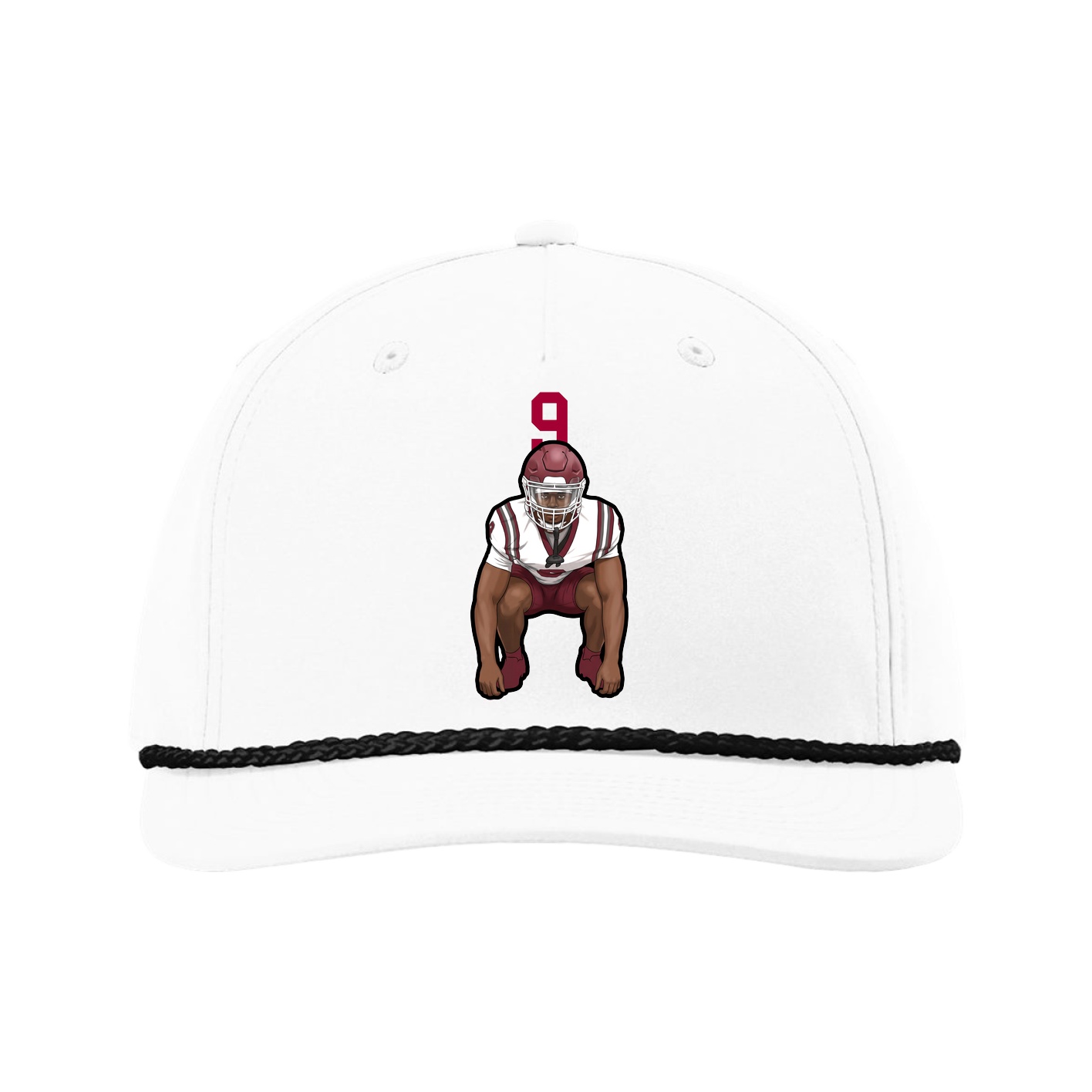 Five-Panel Classic Rope Cap — Number Top in White