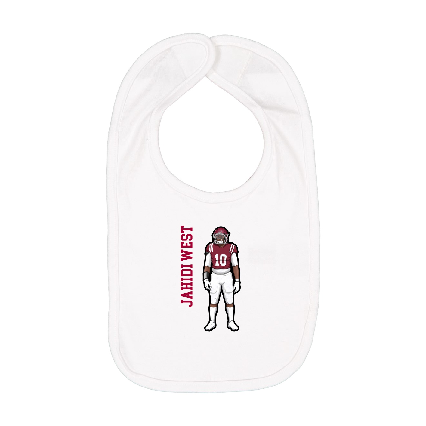 Infant Bib — Name Vertical in White