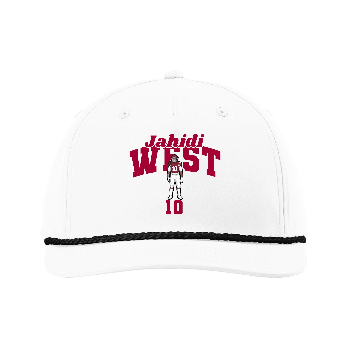 Five-Panel Classic Rope Cap — Signature Arch in White