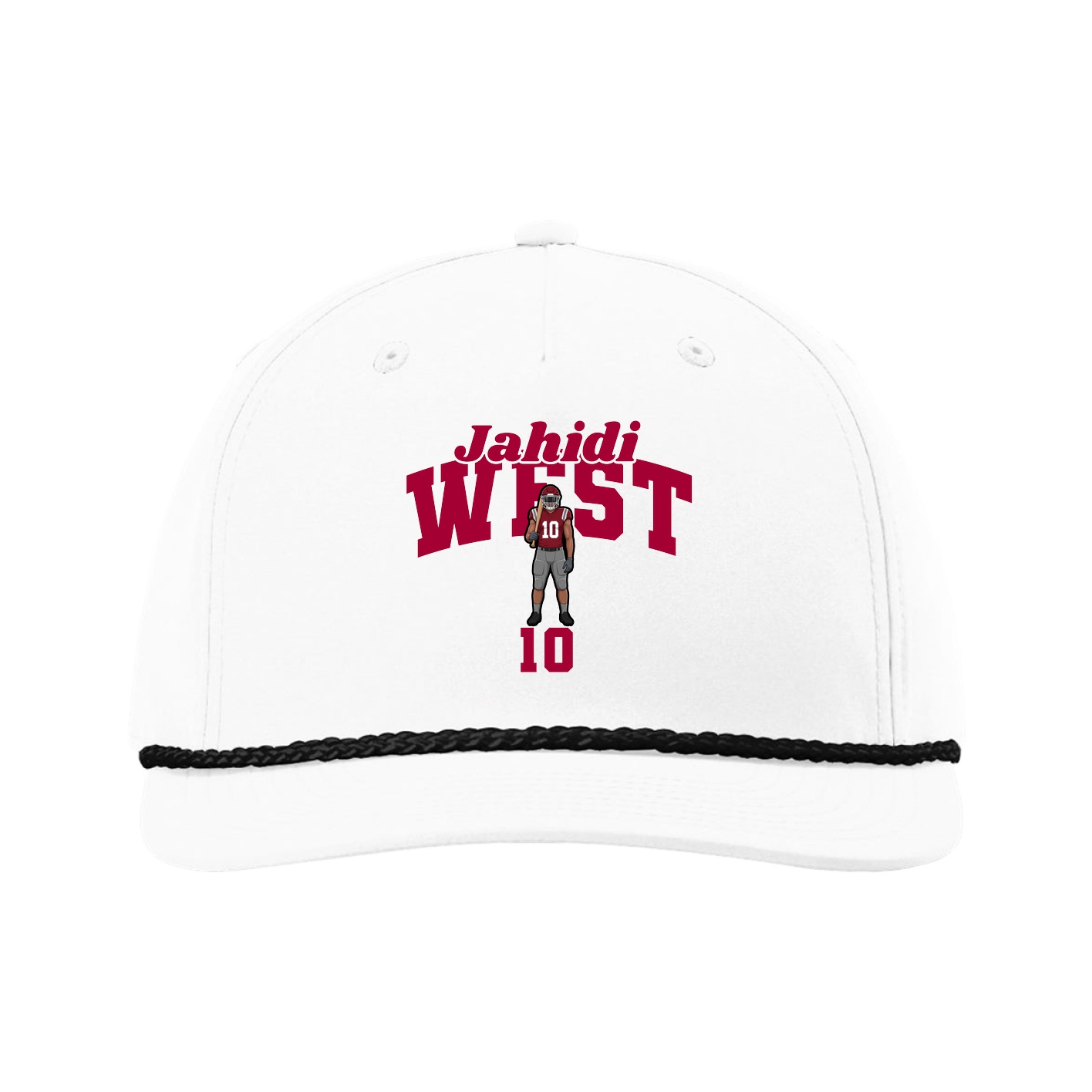 Five-Panel Classic Rope Cap — Signature Arch in White