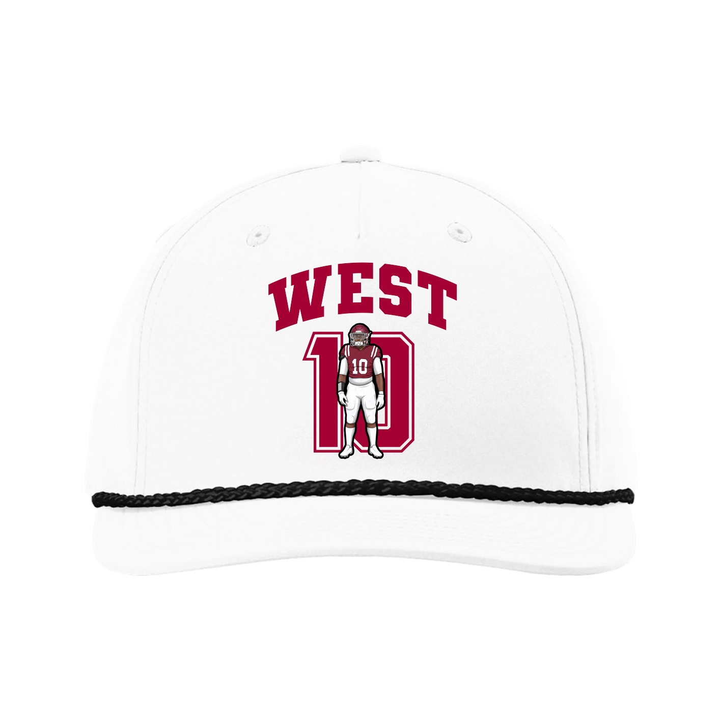 Five-Panel Classic Rope Cap — Number in White