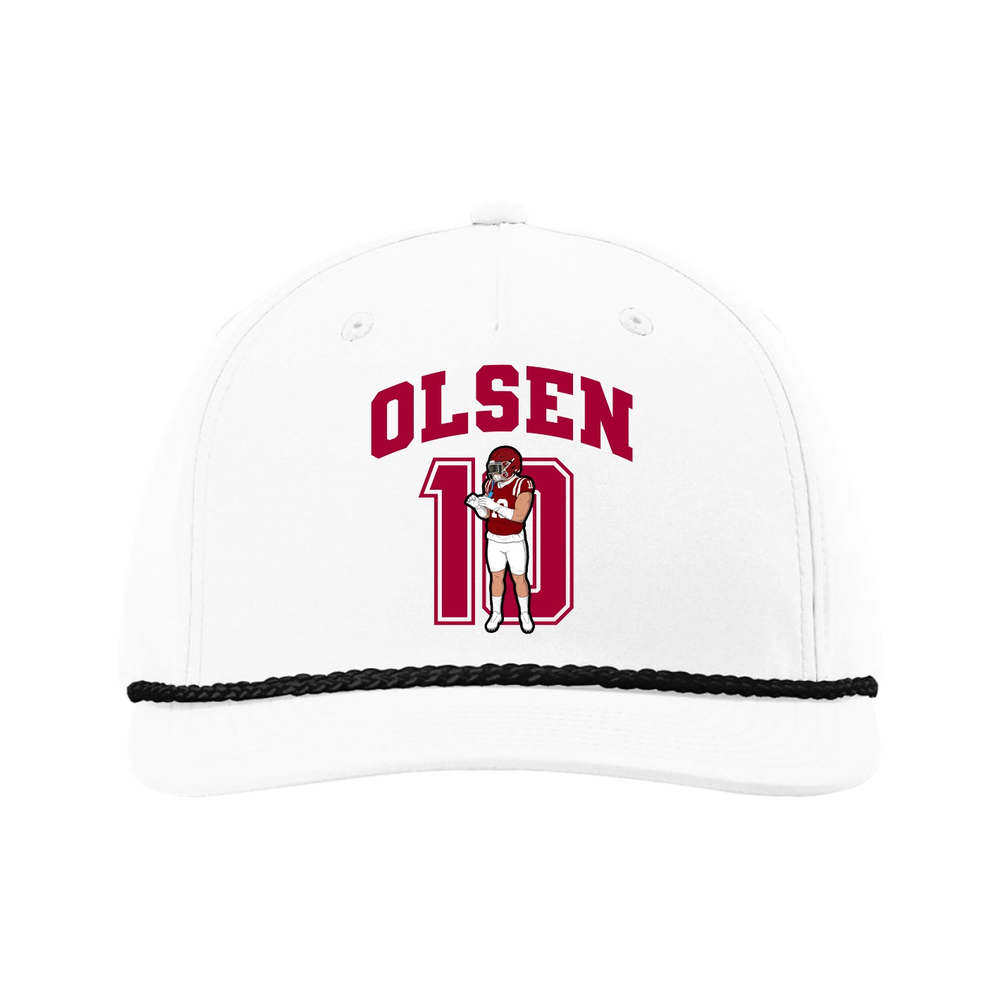 Five-Panel Classic Rope Cap — Number in White