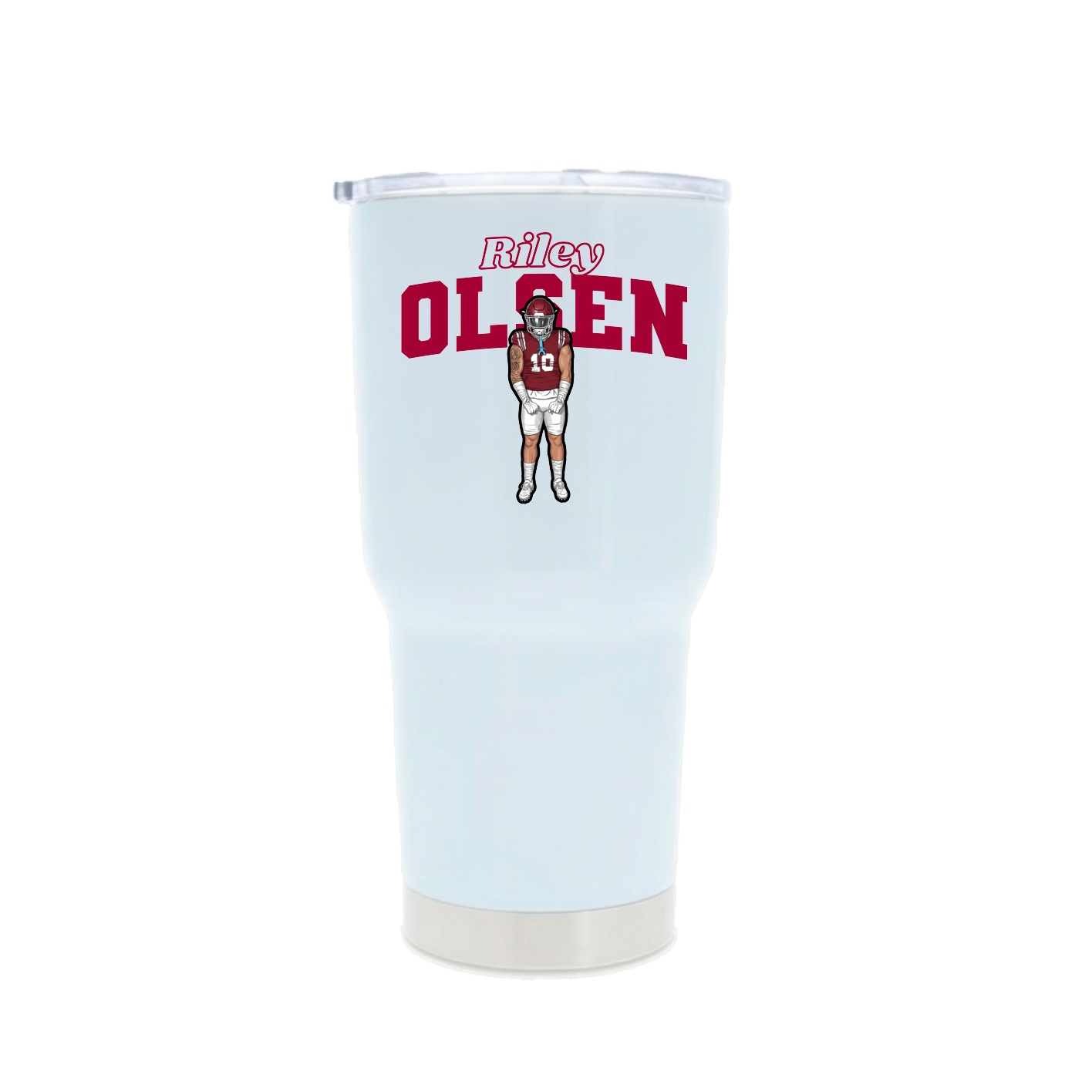 30oz Stainless Steel Tumbler — Name Arch in White